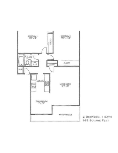 Floor Plan  2 Bedroom floor plan for Sylvan Square Apartments