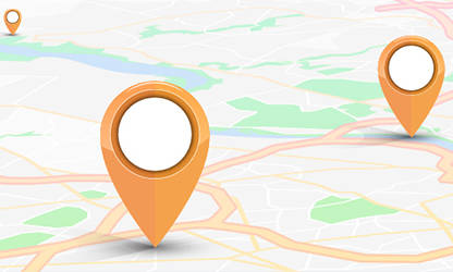 A map with orange location markers.