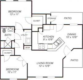  Floor Plan 2 Bedroom