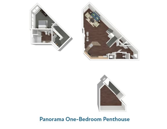 a floor plan of the panorama one bedroom penthouse