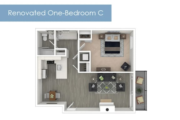 an image of a one bedroom cc floor plan at The Meadows Apartments, Culver City , CA 90230