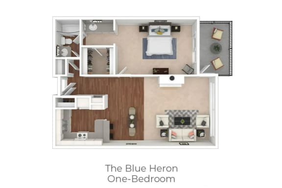 the blue heron floor plan  one bedroom  1190 sq ft