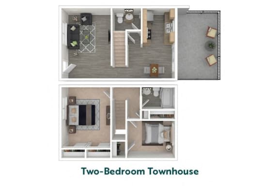 a split image of a two bedroom town house