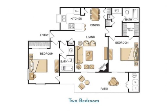 a floor plan with two bedrooms and a baths
