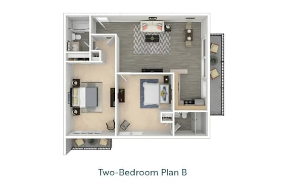 a floor plan of two bedroom plan b at West Park Village, Los Angeles, California