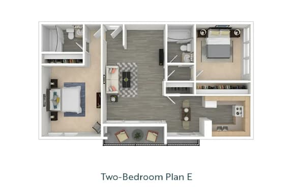 the 1122 floor plan with two bedrooms and a balcony at West Park Village, Los Angeles, California