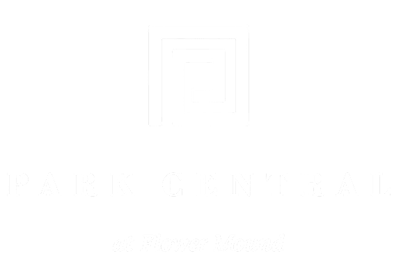 A black and white image with the words "PARK CENTRAL at Flower Mound" written on it.
