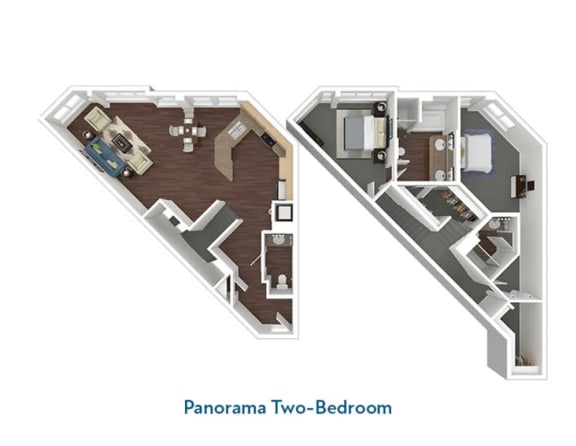 a floor plan of a bedroom and a floorplan of a kitchen and living room