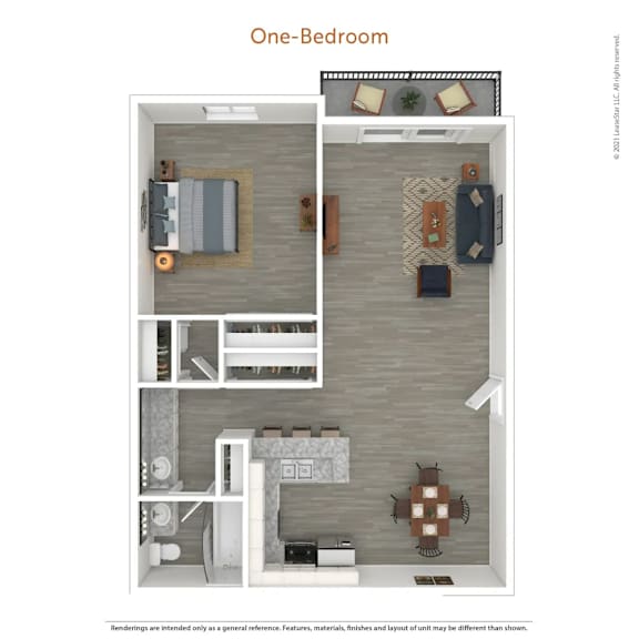 One bedroom floor plan