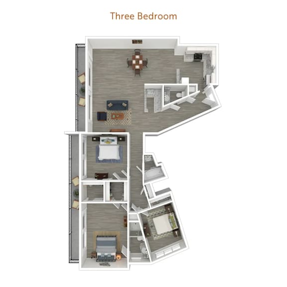 three bedroom floor plan