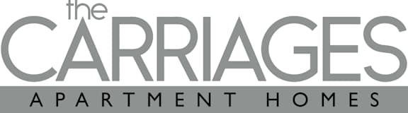 The Carriages Apartment Homes logo with a white background.