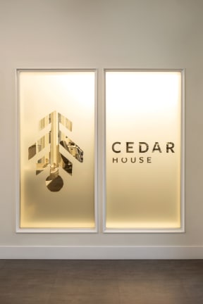 Cedar House Logo On The Glass Door at Cedar House, Vancouver
