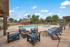 Pool and outdoor seating at Heritage Pointe, Gilbert, 85233