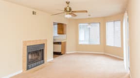 Living room with ceiling fan at Laurel Grove Apartment Homes, Orange Park, FL