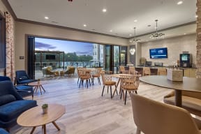 Indoor/Outdoor Resident Lounge and Coffee Bar at Madison Ellis Preserve, Newtown Square