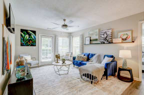 Bright spacious living room at Southpoint Crossing Durham NC