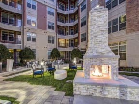 Outdoor courtyard with fire pit at LaVie Southpark, Charlotte