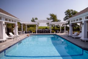 Outdoor Swimming Pool and Expansive Sundeck Overlooking the Field