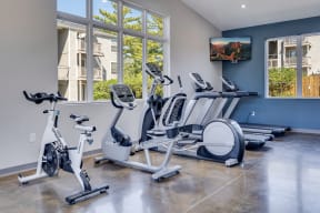 Treadmills, Elliptical and Stationary Bikes at the Fitness Center