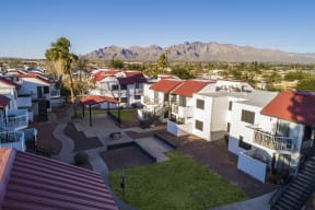 Courtyard and view of Metro Tucson Apartments