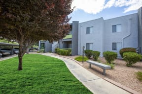 Exterior and landscaping at Saguaro Villas Apartments in Tucson AZ September 2020