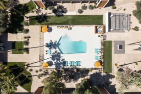 Pool Aerial at La Mirada Apartments