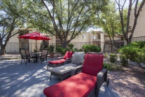 Pool patio at Saguaro Villas Apartments in Tucson AZ September 2020