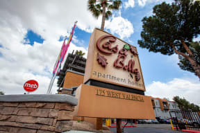 Signage at Casa Bella Apartments in Tucson AZ 4-2020