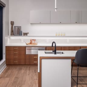 modern kitchen island - Noko Apartments