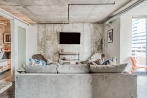 Living room with exposed concrete