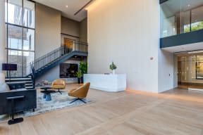 Modern Lobby at North+Vine Apartments in Chicago, IL 60610