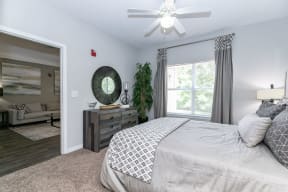 Bedroom With Ceiling Fan at Villas at Hampton, Hampton, 30228