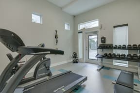 gym with cardio equipment at the preserve at great pond apartments in windsor locks, ct