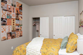 The Quad near OSU - Apartments in Corvallis, OR with wall to wall carpet, white walls, and access to the bathroom