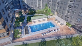 Aerial Pool View at Canfield Park at Fairfield Metro, Bridgeport, 06605