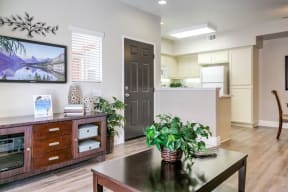 Apartments for Rent in High Desert CA - Open Space Living Room with Hardwood Floors Featuring Stylish Interior