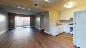 Apartments in Ontario CA - Avante Dining Room with Ceiling Fan, and Access to Living Room and Dining Room