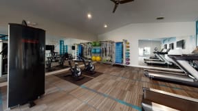 Apartments in Ontario CA - Avante Apartments Fitness Center with Exercise Bikes, Treadmills, Free Weights, and More