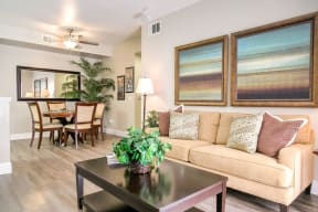 Apartments for Rent in High Desert CA - Riverton of the High Desert - Open Space Living Room with Dining Nook