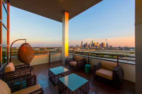 The Rooftop Deck With Views Of The Skyline at The Heights at Woodland Park Apartments, The Barvin Group, Texas