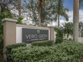 vero green apartments community sign