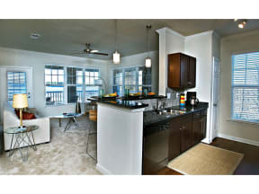 Island Kitchen With Living Room View at The Residence at Marina Bay, Irmo