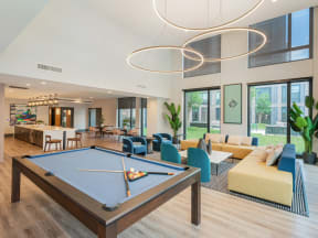 Club Room with Billiards at One East Harlem Luxury Apartments in East Harlem, NY