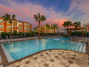 Resort-Style Pool Deck at The Amalfi Clearwater Luxury Apartments in Clearwater, FL