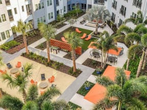 Garden Courtyard at Aurora Luxury Apartments in Downtown Tampa, FL