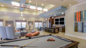 Club Room with Billiards at The Sedona Luxury Apartments in Tampa FL