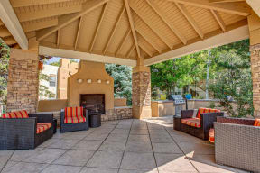 Outdoor lounge with fireplace  | Vizcaya