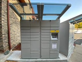 Secure Luxer One Package Receiving System at Bayberry Place entrance.