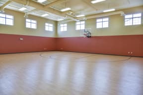 Indoor Basketball Court with Hoops