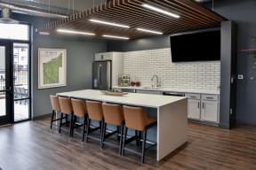 Full kitchen in the clubhouse with a large island to seat 6.